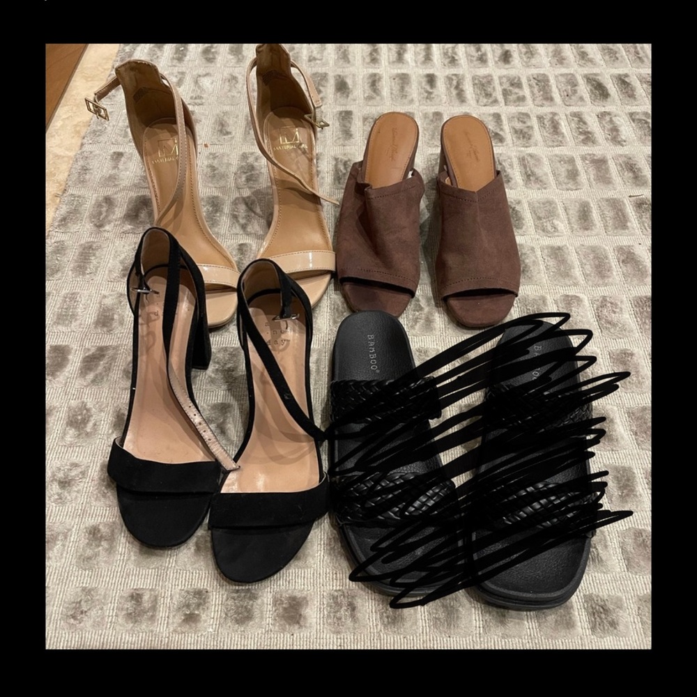 Material girl,universal thread mule,a new day black heel 7, bamboo sandal